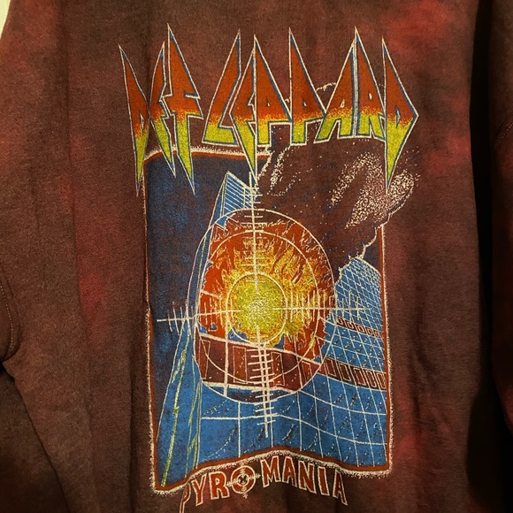 Urban Outfitters Sweaters | Uo Def Leppard Pyromania Tie Dye Crewneck